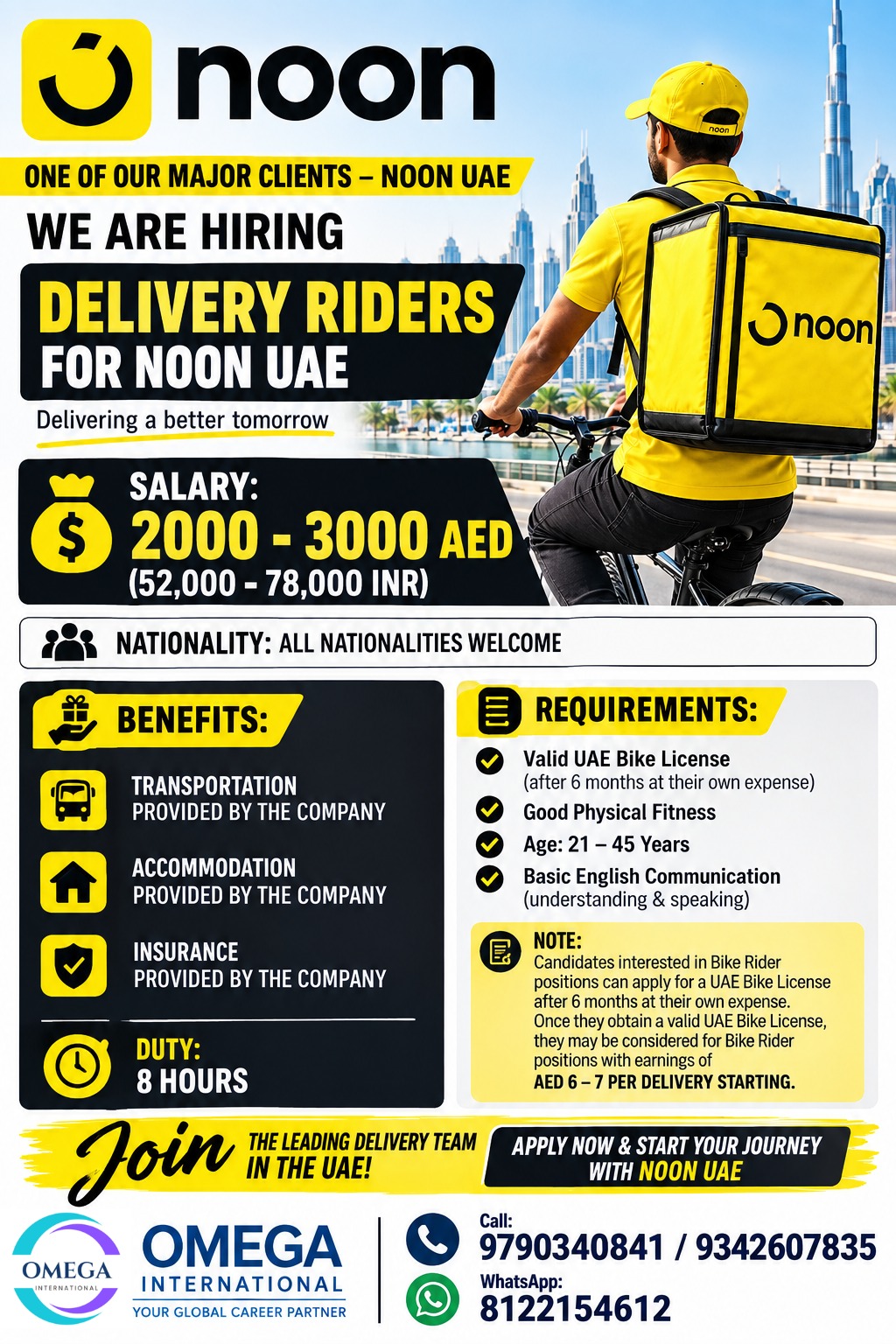Delivery Riders for Noon UAE