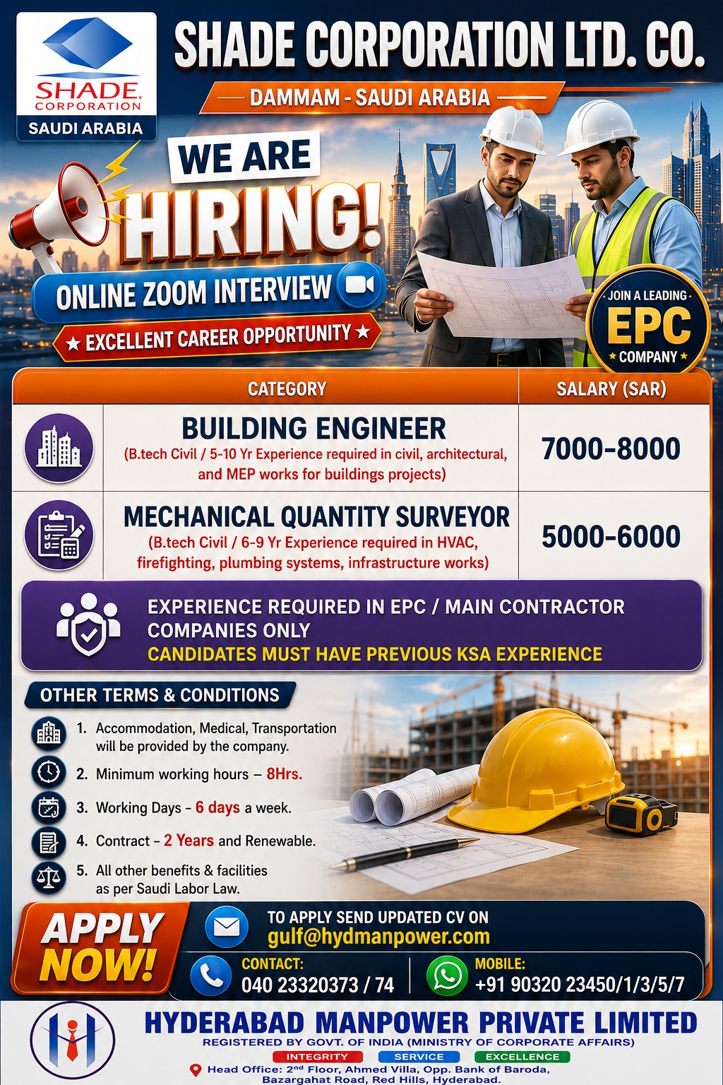 Hiring Engineer's for KSA