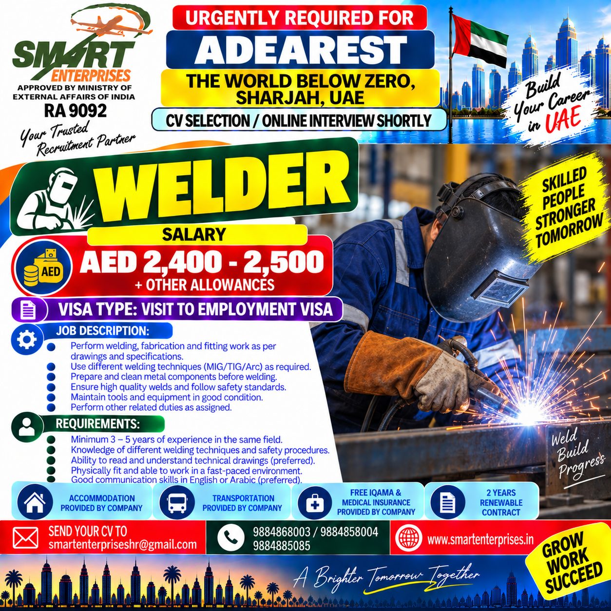 WELDER AD — smartenterpriseshr@gmail.com, UAE