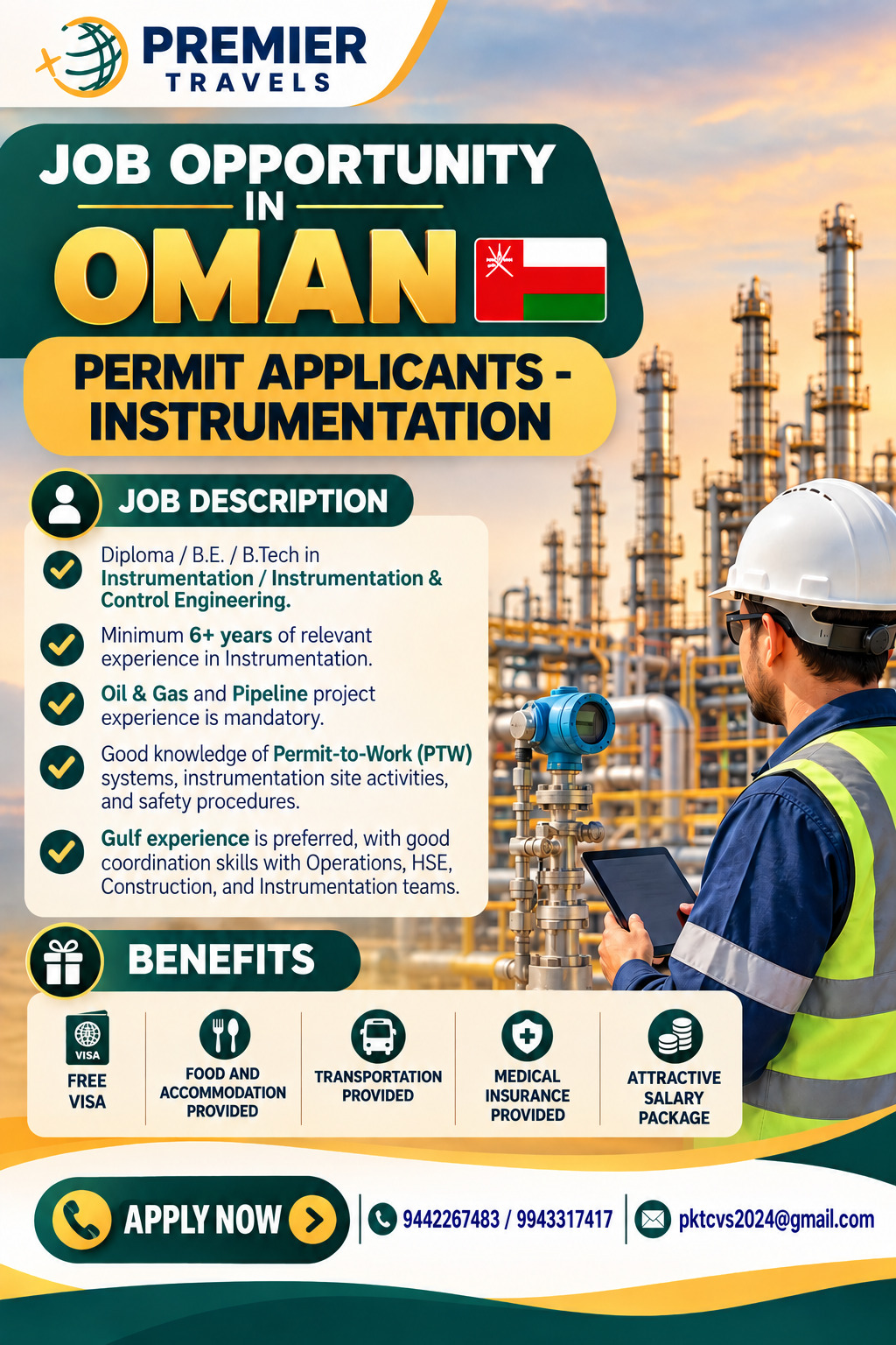 Permit Applicants - Instrumentation — Premier Travels, Oman