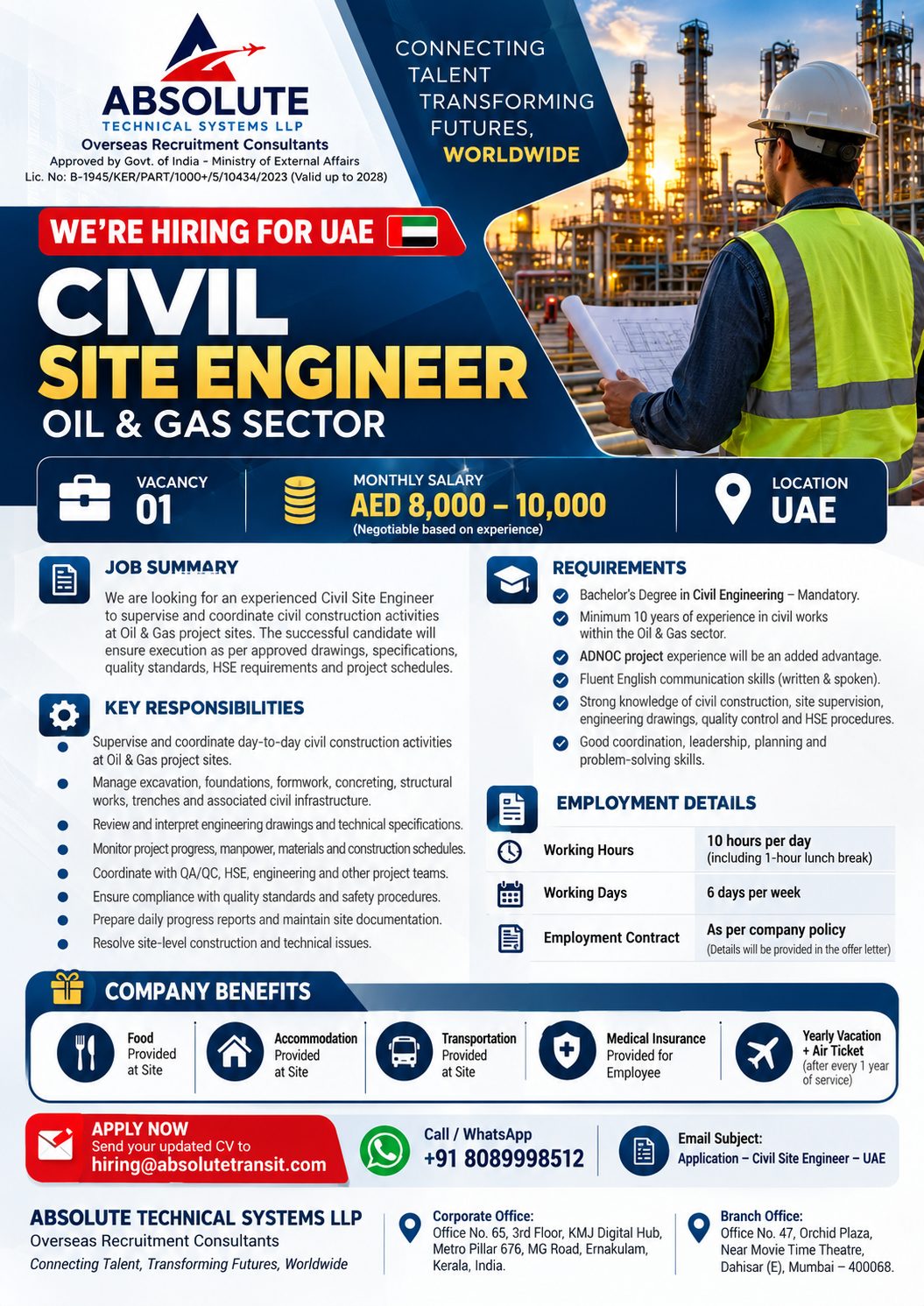 Civil Site Engineer — Absolute Technical Systems LLP, UAE, UAE