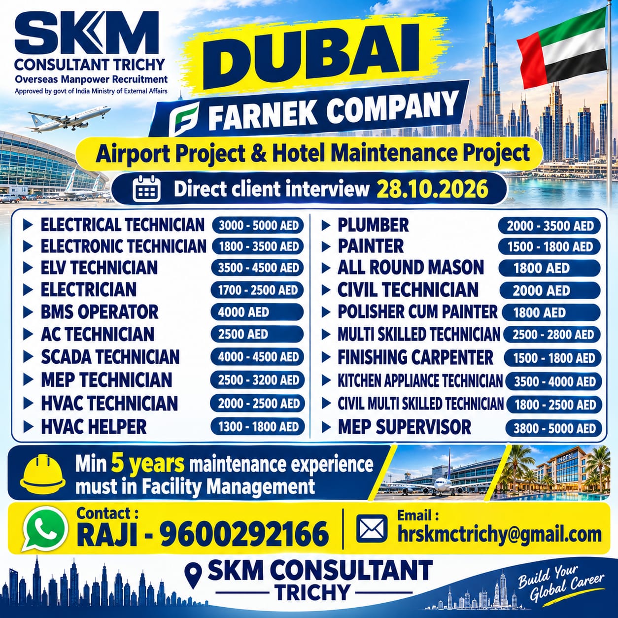 Airport Project & Hotel Maintenance Project — SKM CONSULTANT, United Arab Emirates