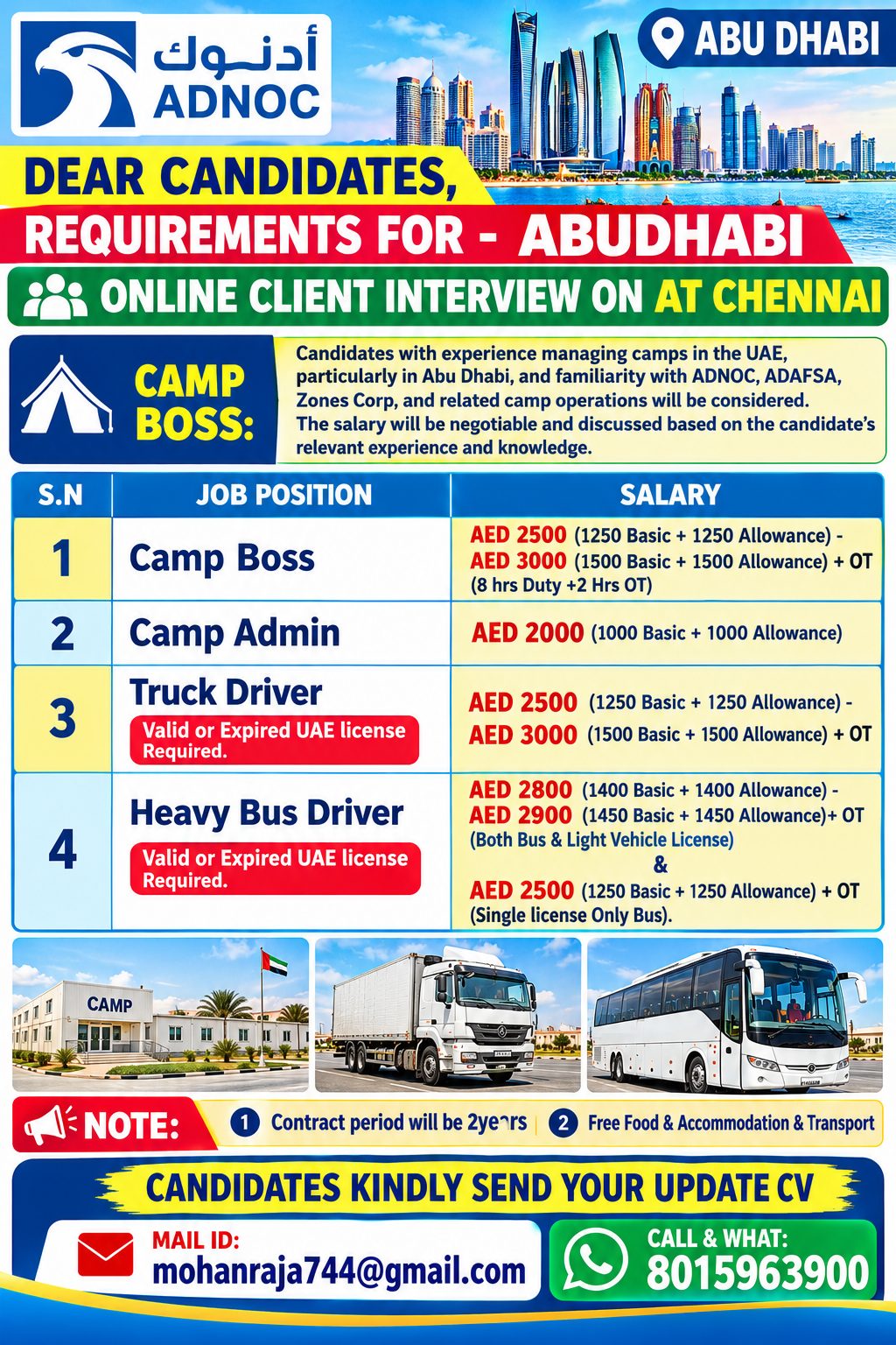 Camp Operations & Driver Positions - Abu Dhabi