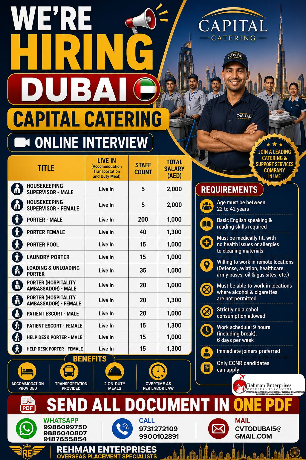 Capital Catering Dubai - Multiple Positions