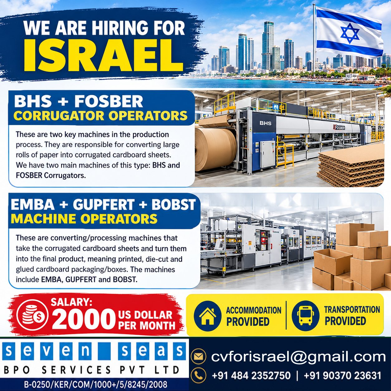 WE ARE HIRING FOR ISRAEL