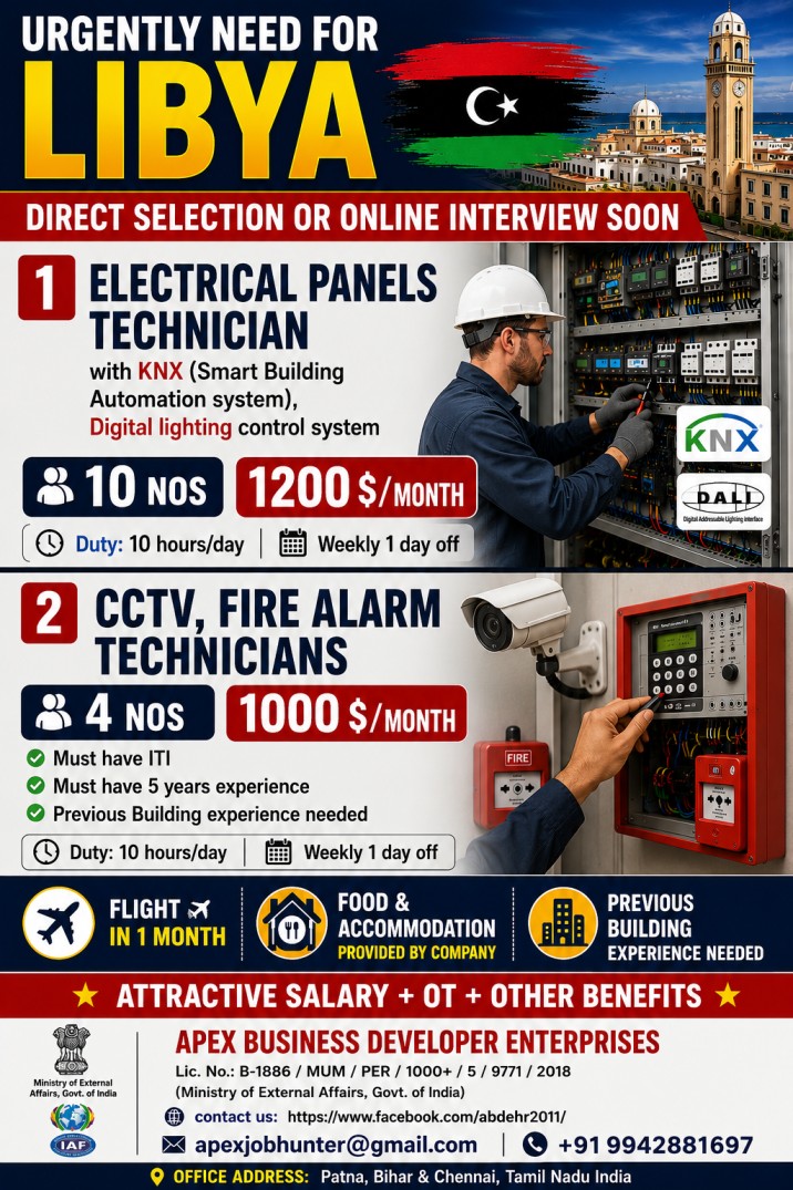 Urgently Need For Libya — Apex Business Developer Enterp, Libya