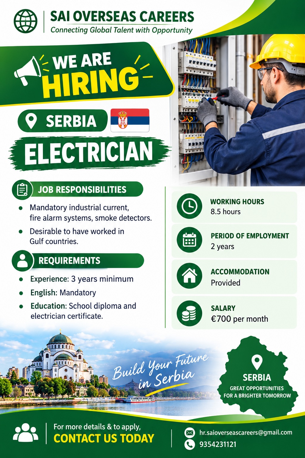 WE ARE HIRING – ELECTRICIANS | SERBIA