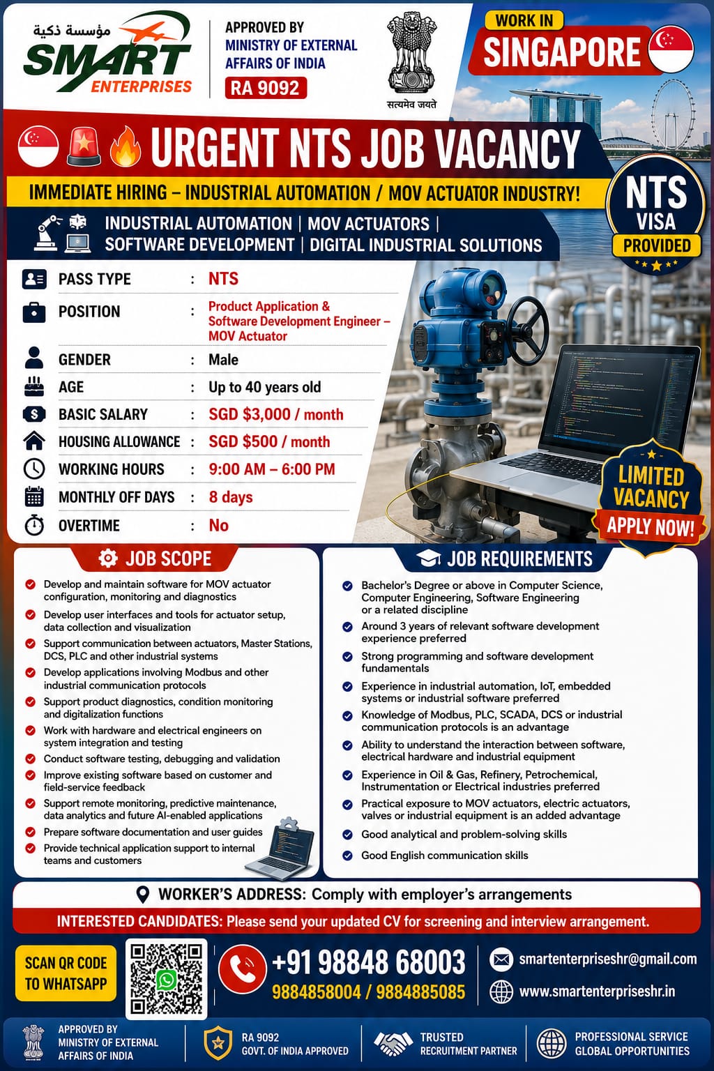 Product Application & Software Development Engineer – MOV Actuator