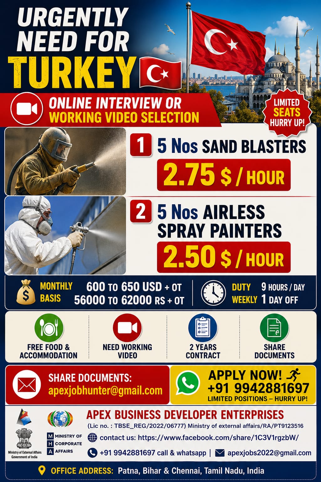 Sand Blasters and Airless Spray Painters — Apex Business Developer Enterp, Turkey, Turkey