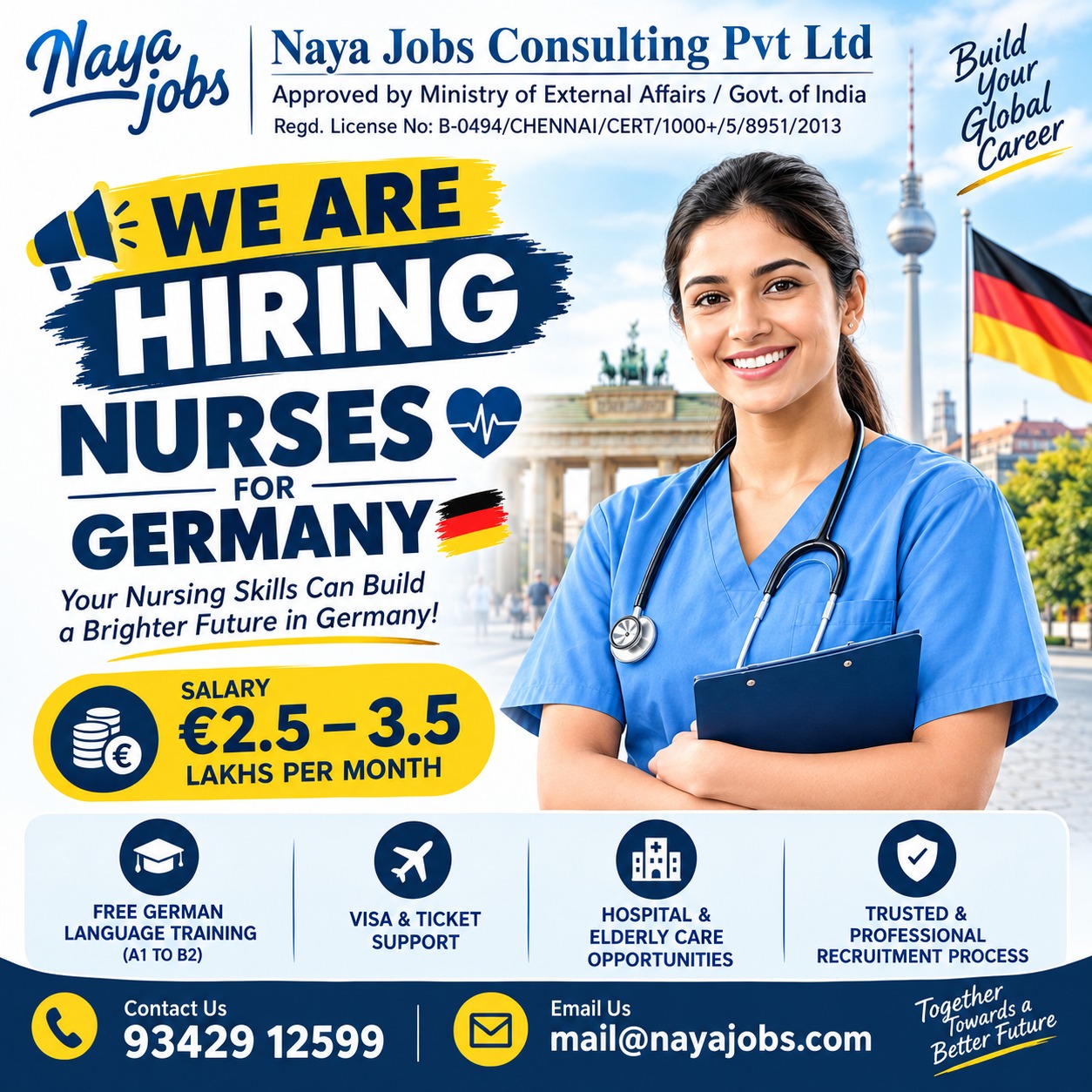 CAREER OPPORTUNITY FOR NURSES IN GERMANY | FRESHERS & EXPERIENCED CANDIDATES — Naya Jobs Consulting Pvt Ltd, germany