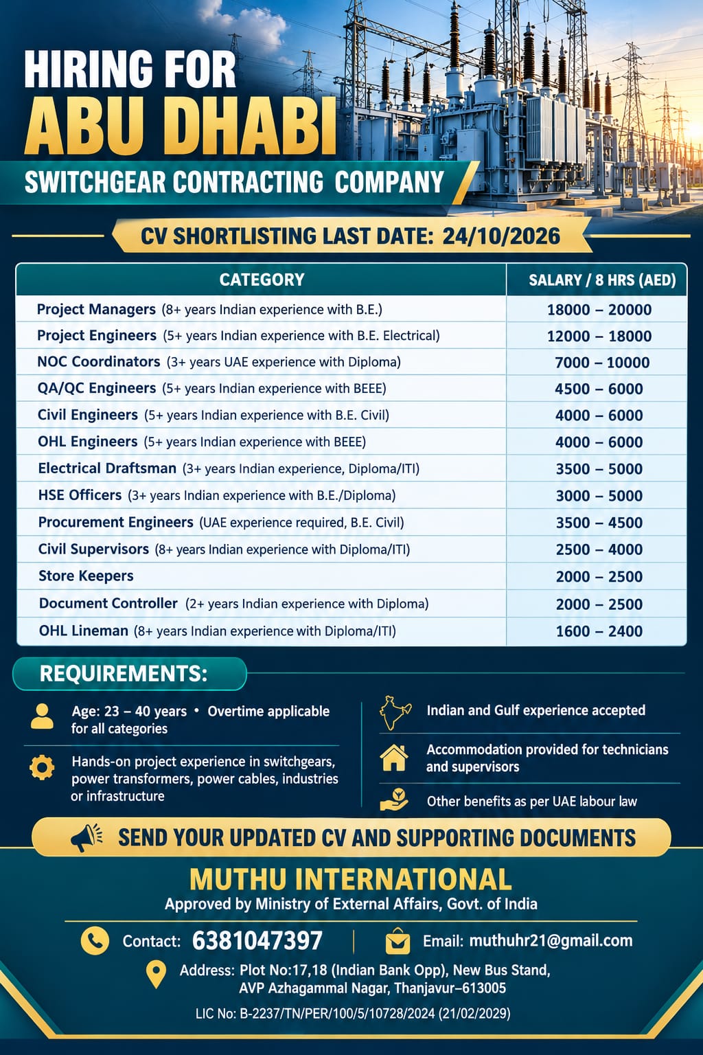 Project manager... — MUTHU INTERNATIONAL, Abudhabi, Abudhabi