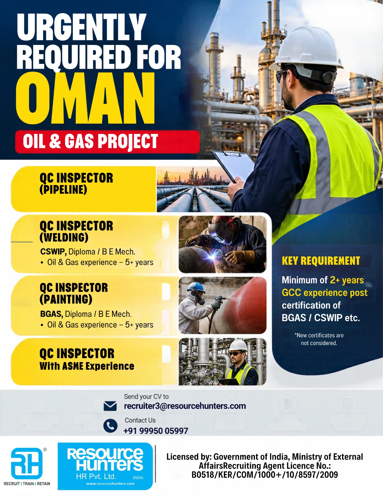 QC Inspector - Oil & Gas Project