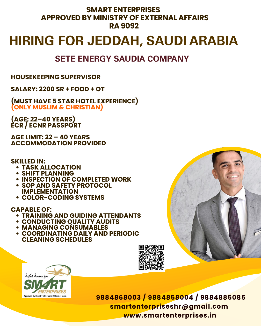Housekeeping Supervisor — smartenterpriseshr@gmail.com, SAUDI ARABIA