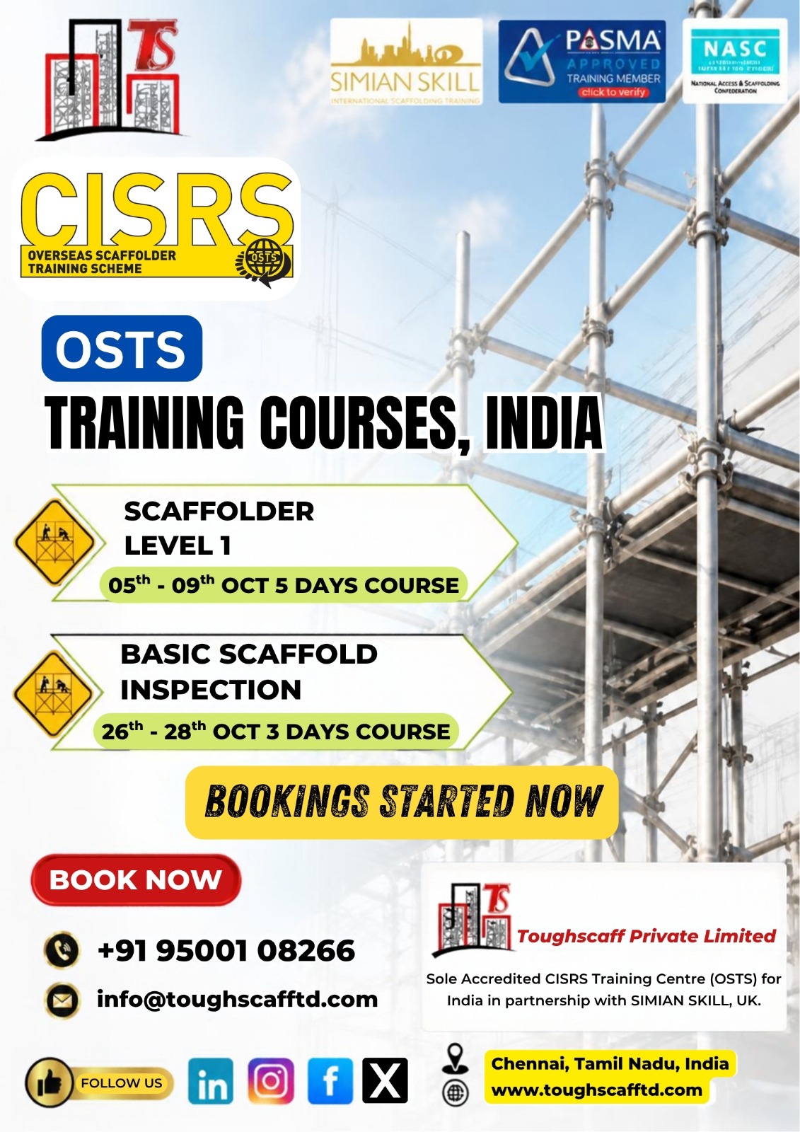 CISRS OSTS Training Courses - Scaffolder Level 1 & Basic Scaffold Inspection