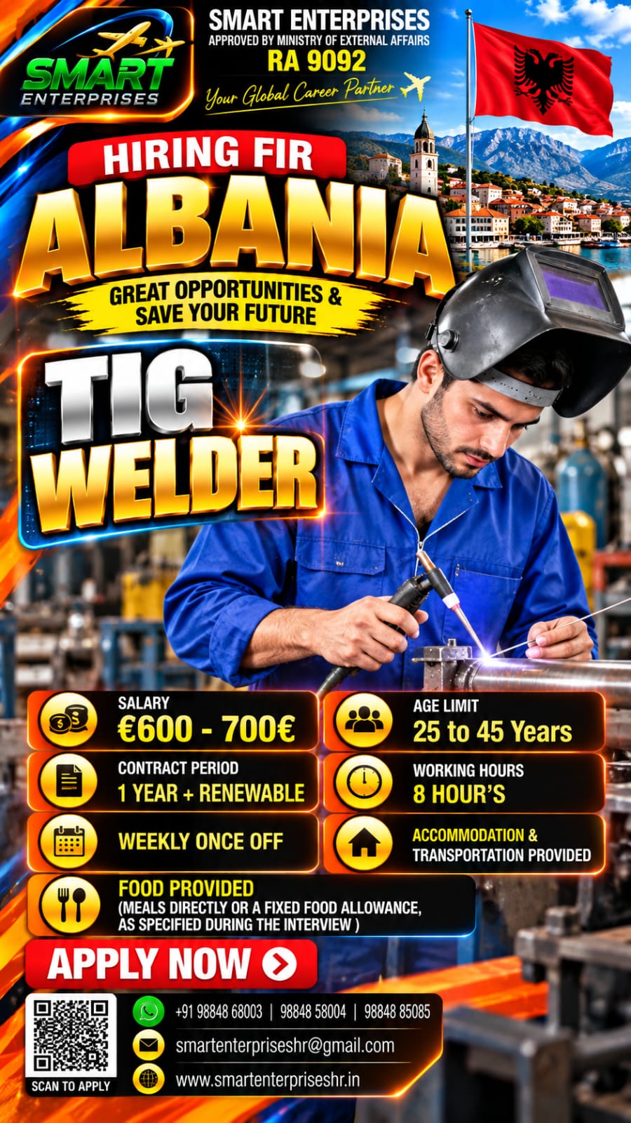 TIG WELDER ALBANIA — smartenterpriseshr@gmail.com, ALBANIA