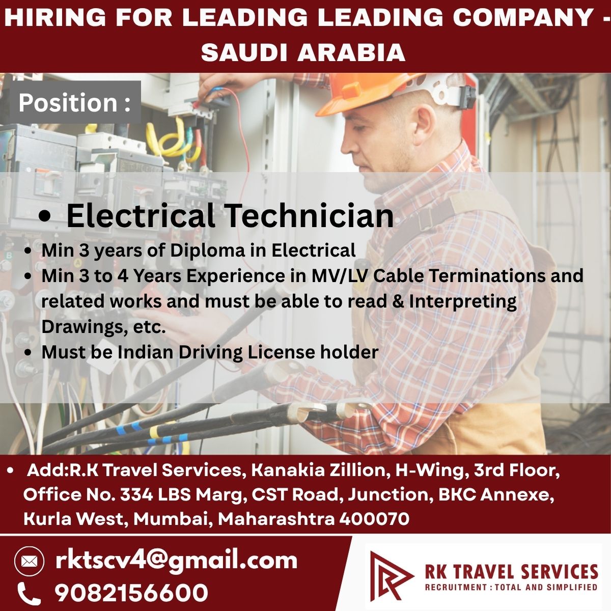 HIRING FOR LEADING LEADING COMPANY -  SAUDI ARABIA — RK Travel Services, Saudi Arabia, Saudi Arabia