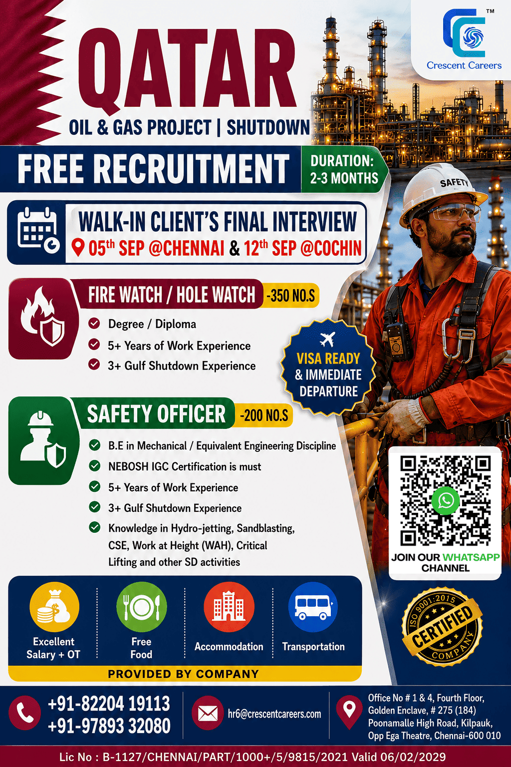 🔥 QATAR OIL & GAS SHUTDOWN PROJECT – FREE RECRUITMENT! 🇶🇦 🔥