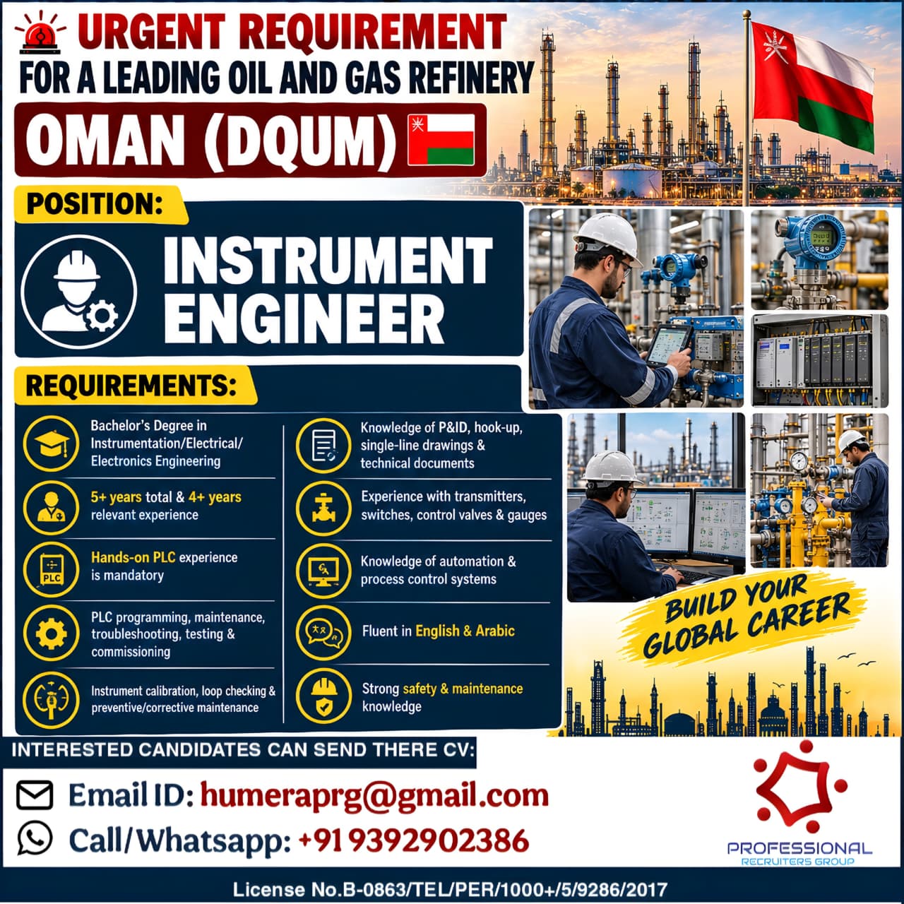 Hiring Instrument Engineer - OMAN