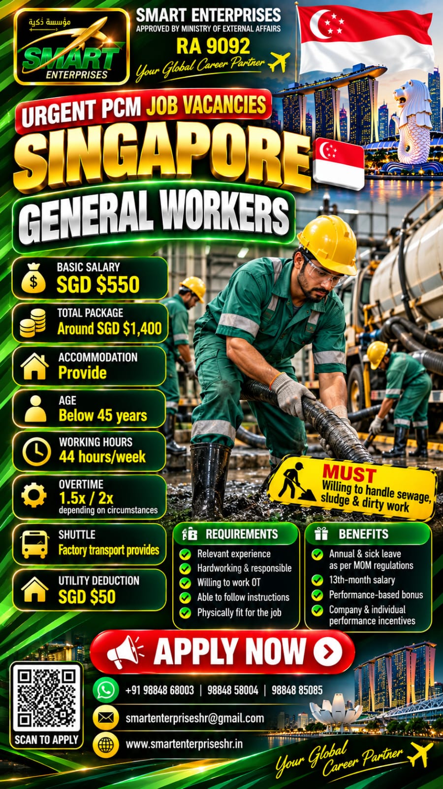 GENERAL WORKERS — smartenterpriseshr@gmail.com, SINGAPORE