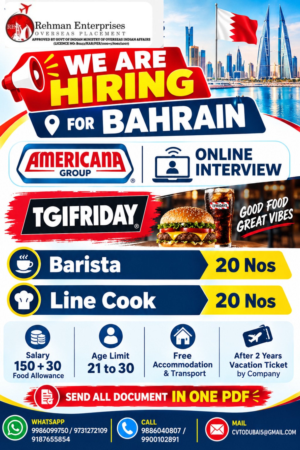 Hospitality Staff for Bahrain