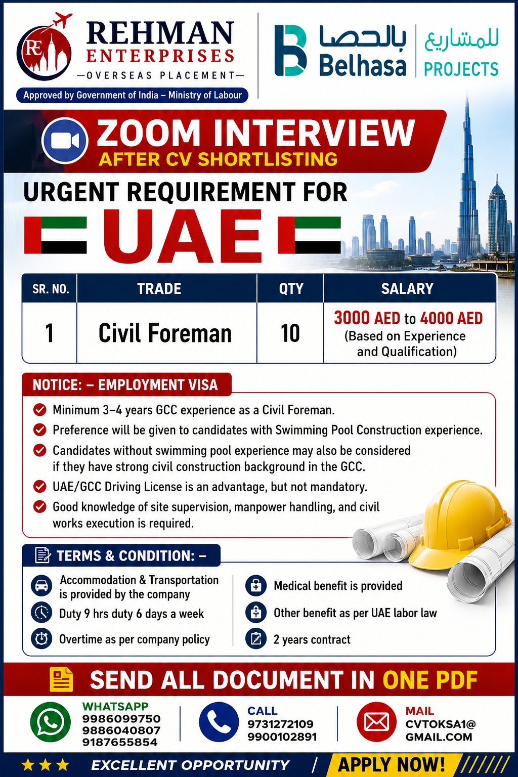 Civil Foreman - UAE