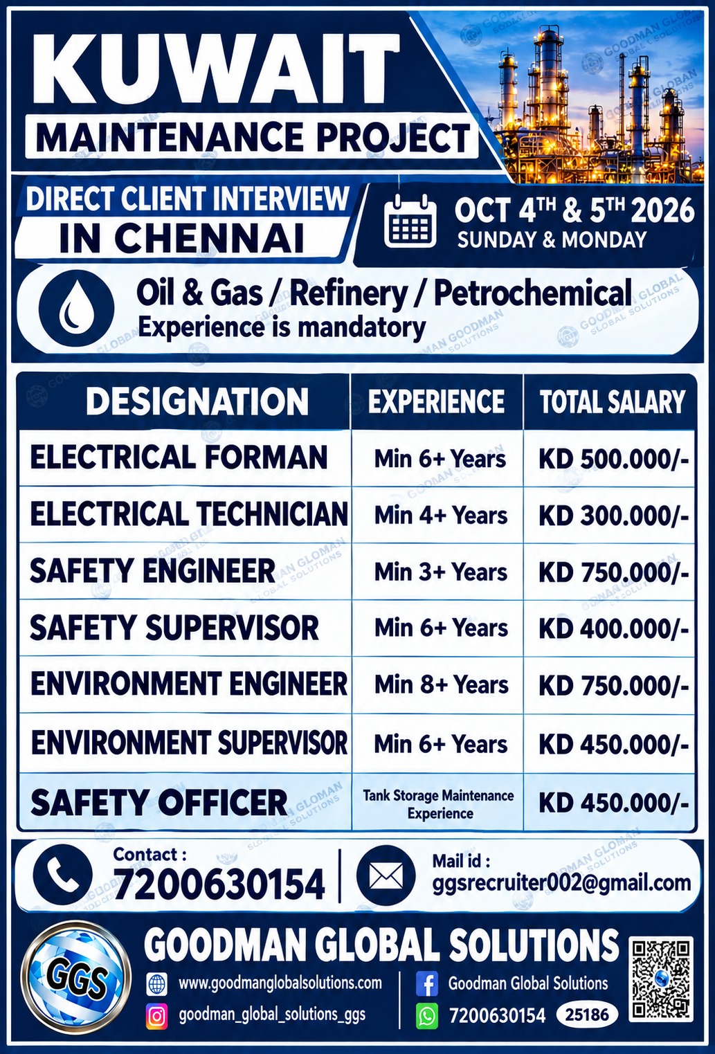 KUWAIT - DIRECT CLIENT INTERVIEW IN CHENNAI