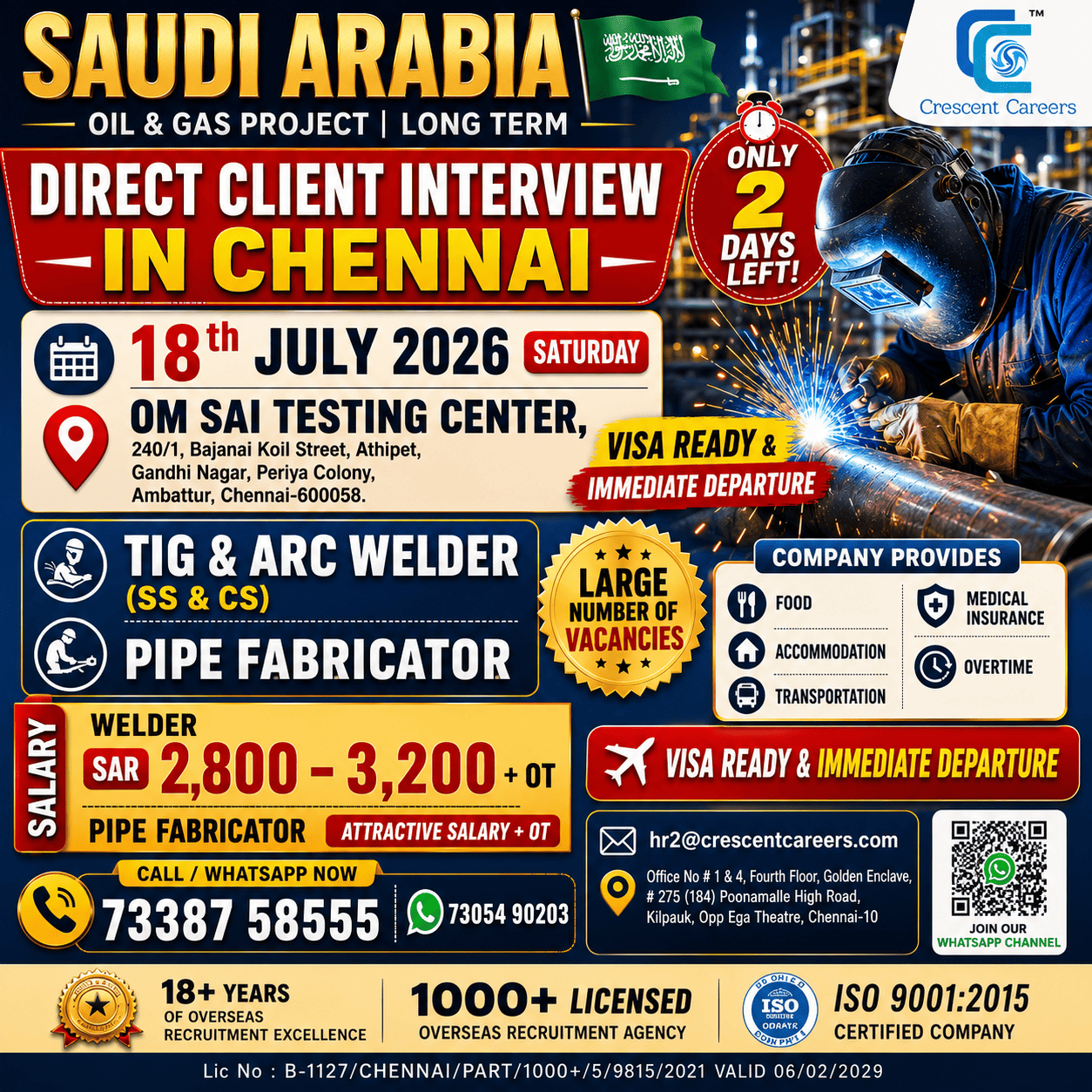 DIRECT CLIENT'S INTERVIEW - SAUDI - URGENT HIRING — Crescent Careers, Saudi Arabia, Saudi Arabia