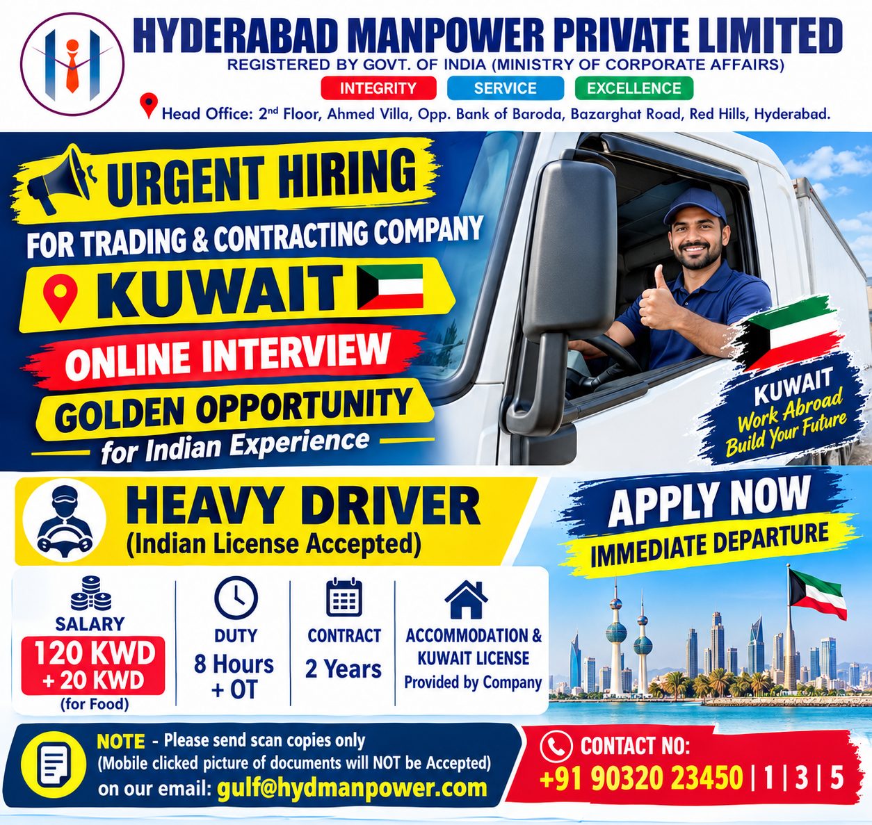 Hiring Heavy Driver's for Kuwait