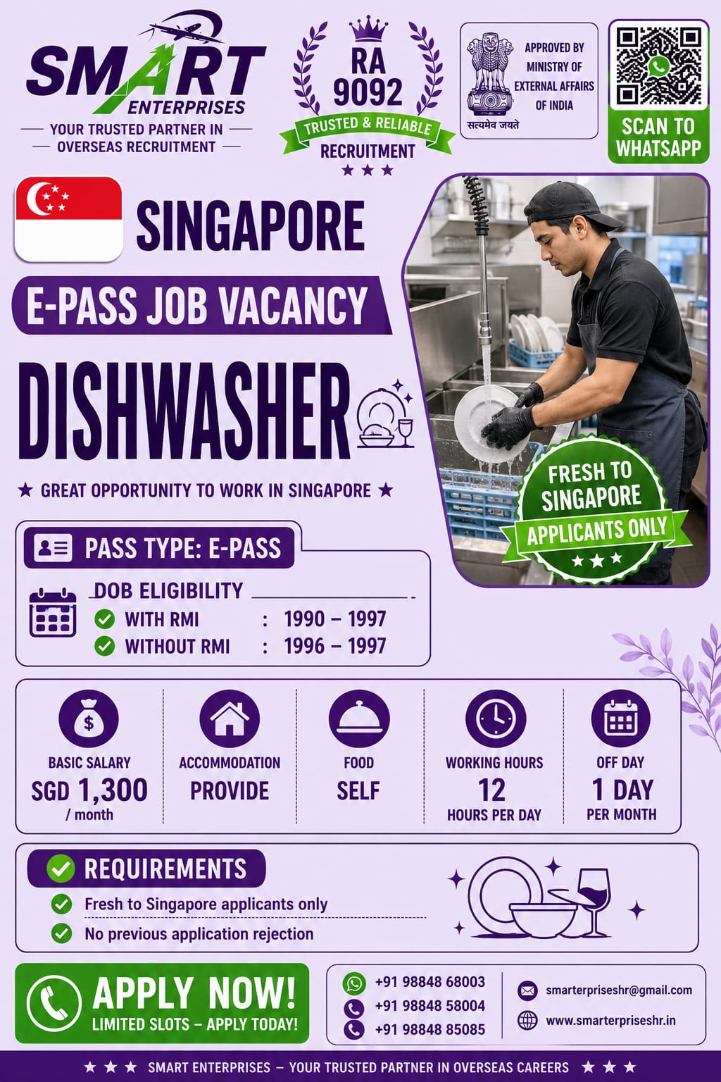 REQUIRES DISHWARE FOR SINGAPORE