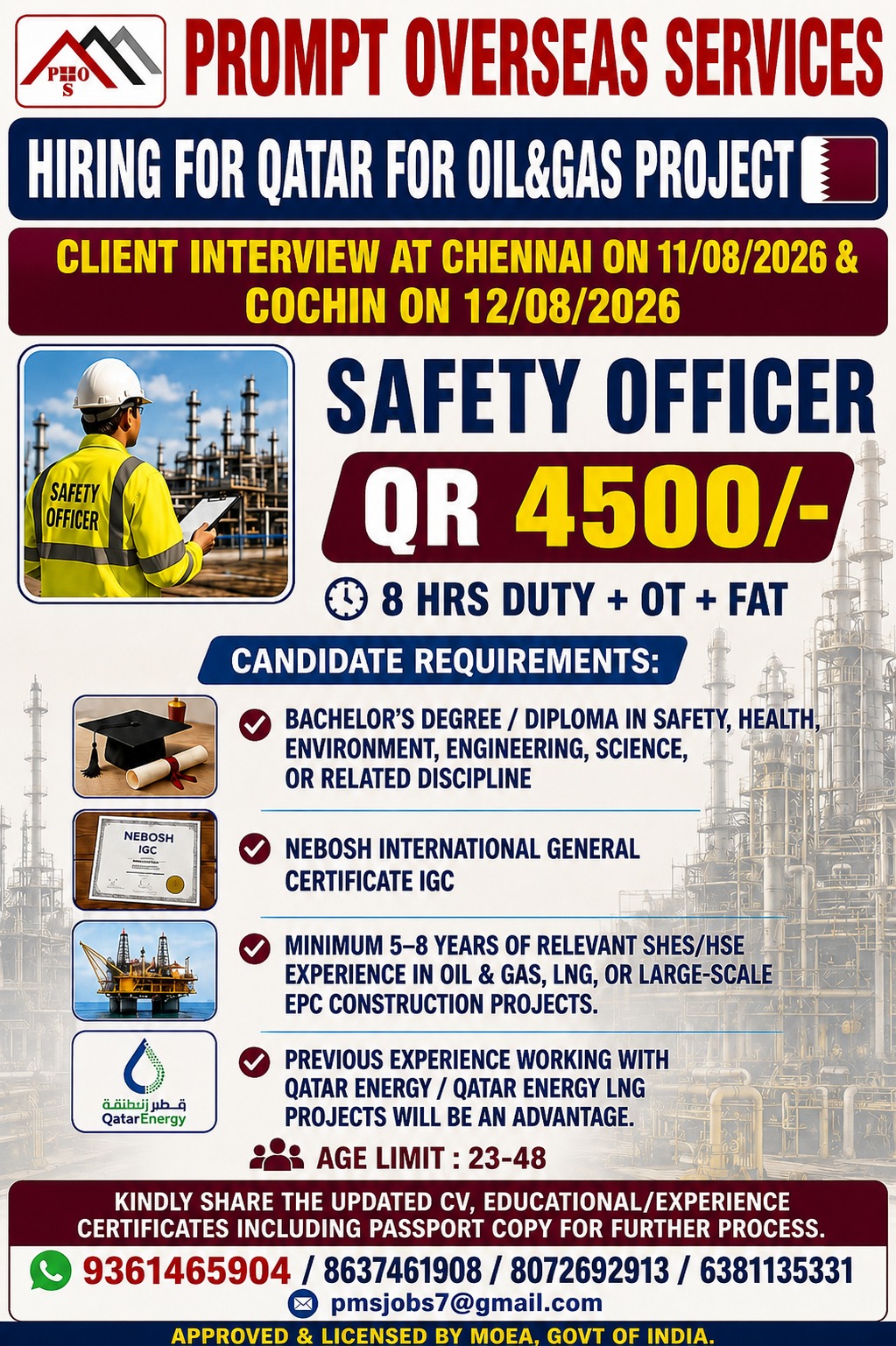 HIRING SAFETY OFFICERS FOR HBK QATAR