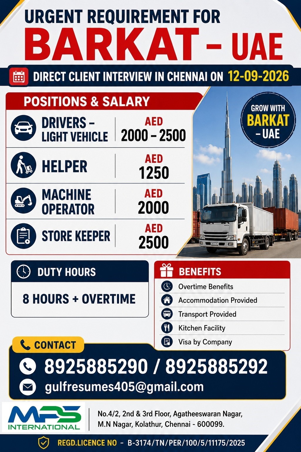 Urgent Requirement for Barkat - UAE