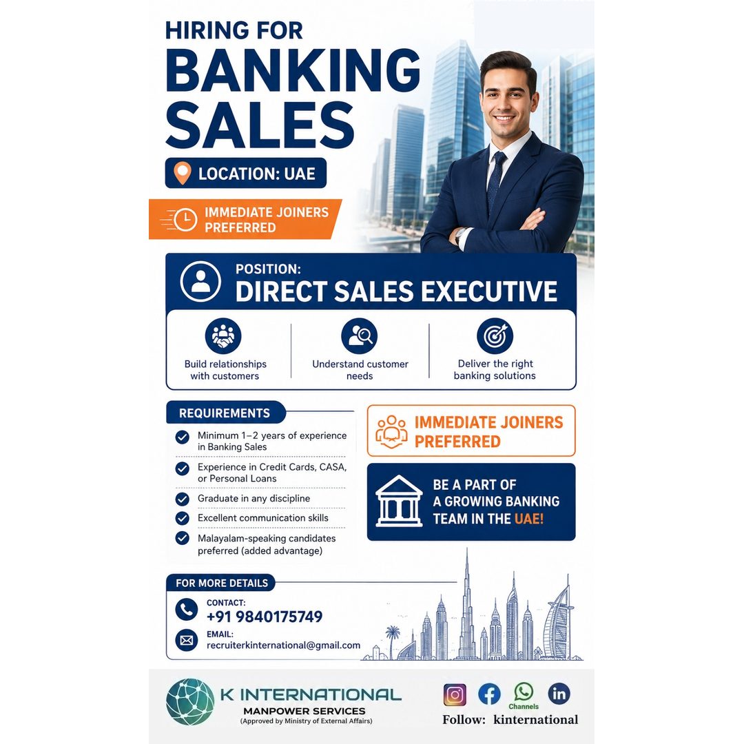 Direct Sales Executive - Banking Sales