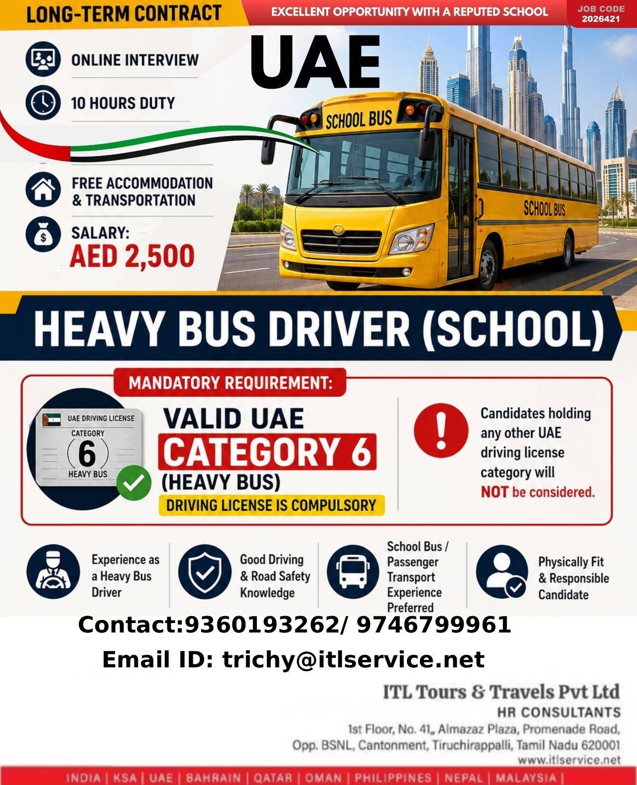 Heavy Bus Driver (School) — ITL Travels, UAE