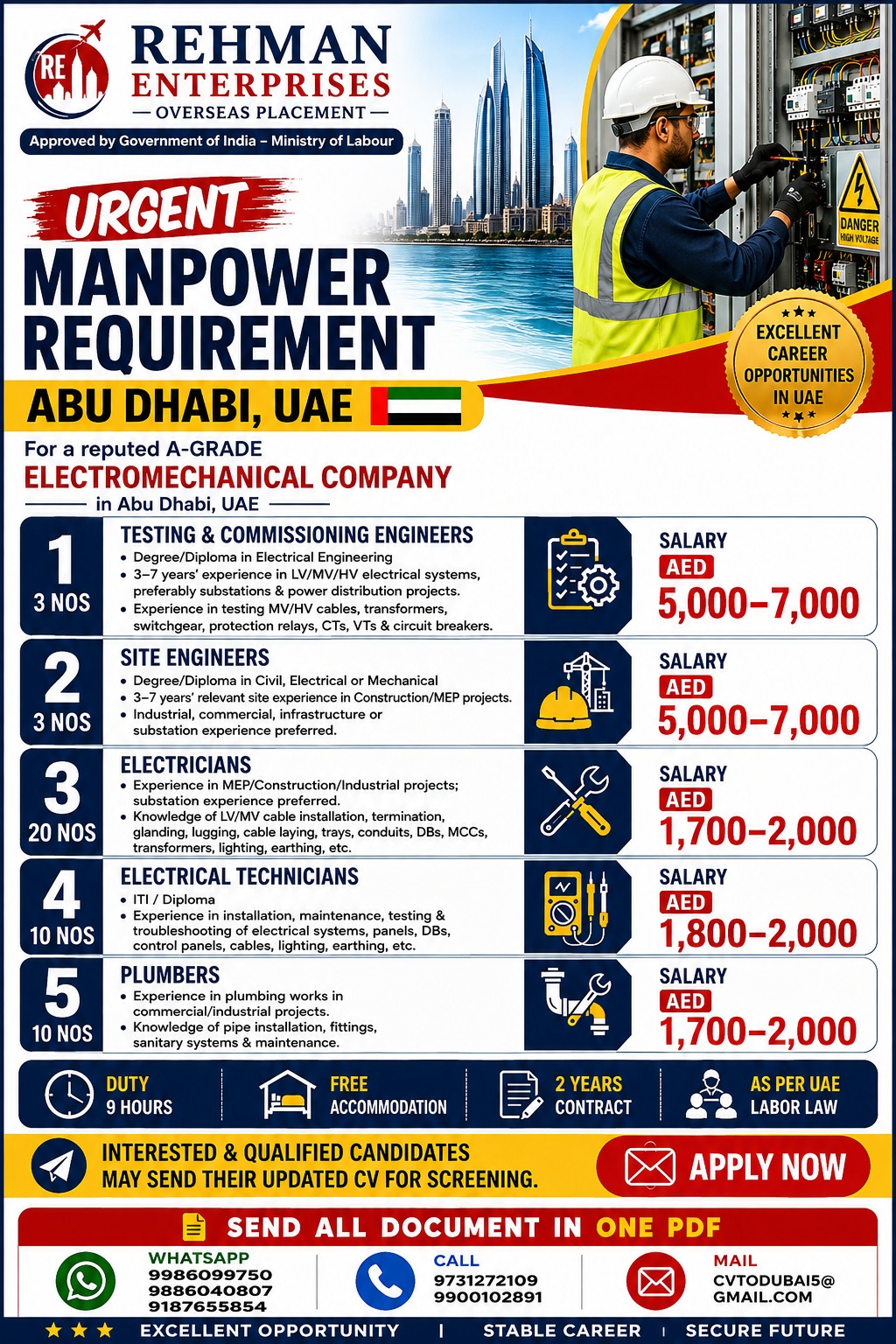 Urgent Manpower Requirement — Rehman Enterprises, UAE, UAE