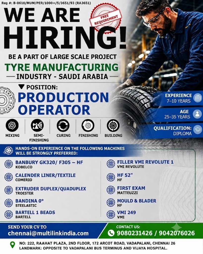 Production Operator - Tyre Manufacturing