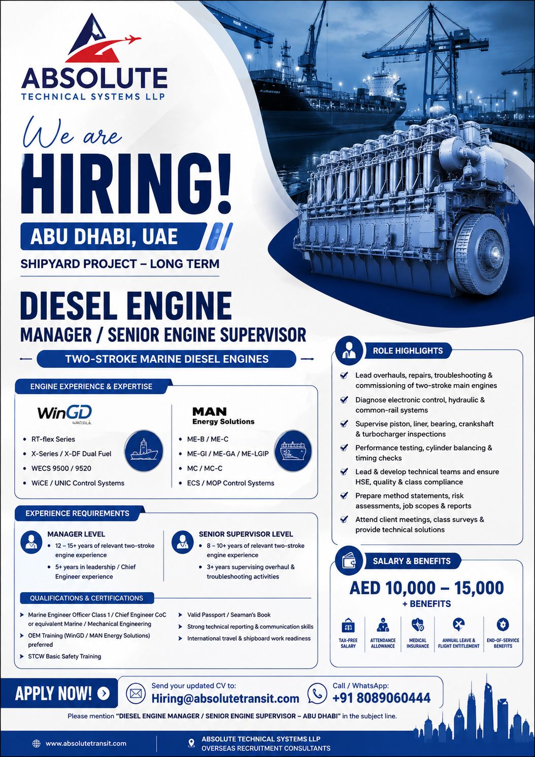 Diesel Engine Manager / Senior Engine Supervisor - Two-Stroke Marine Diesel Engines