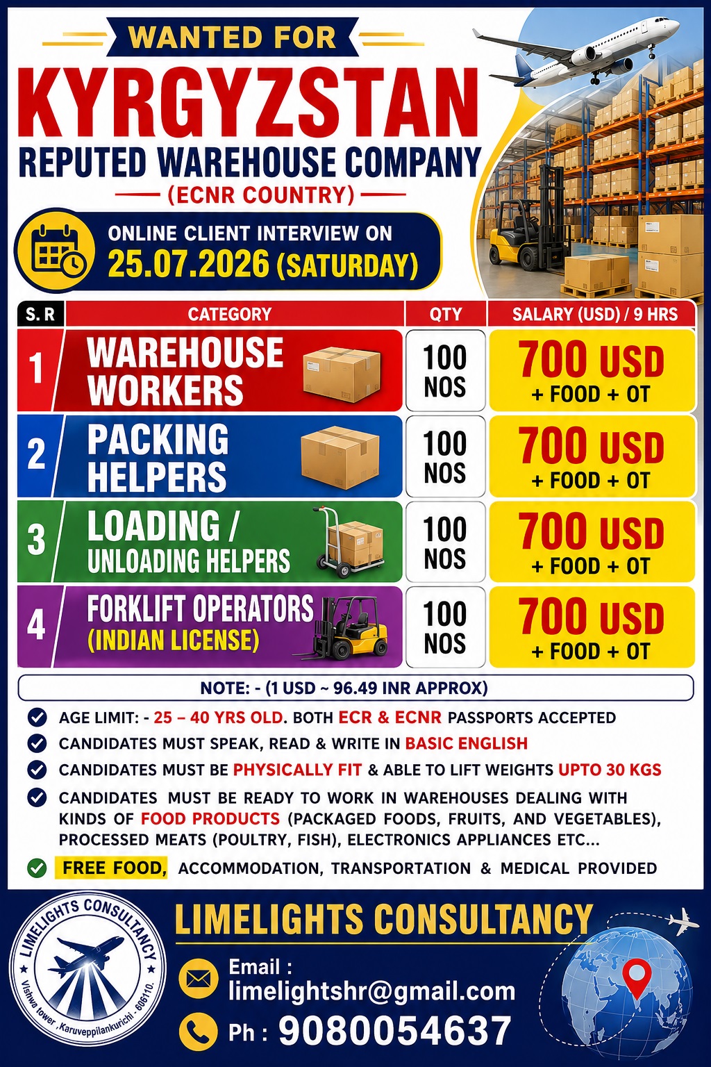 Warehouse Staff Required for Kyrgyzstan — Limelights consultant, Kyrgyzstan, Kyrgyzstan