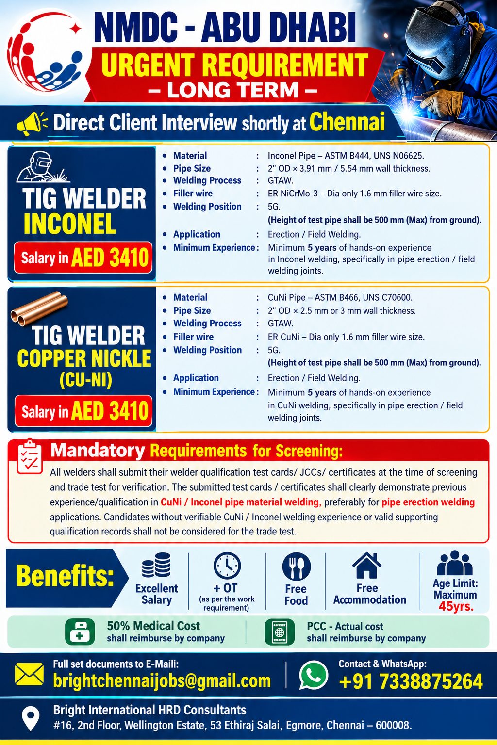 URGENT REQUIREMENT - LONG TERM — Bright International, Chennai, ABU DHABI, ABU DHABI