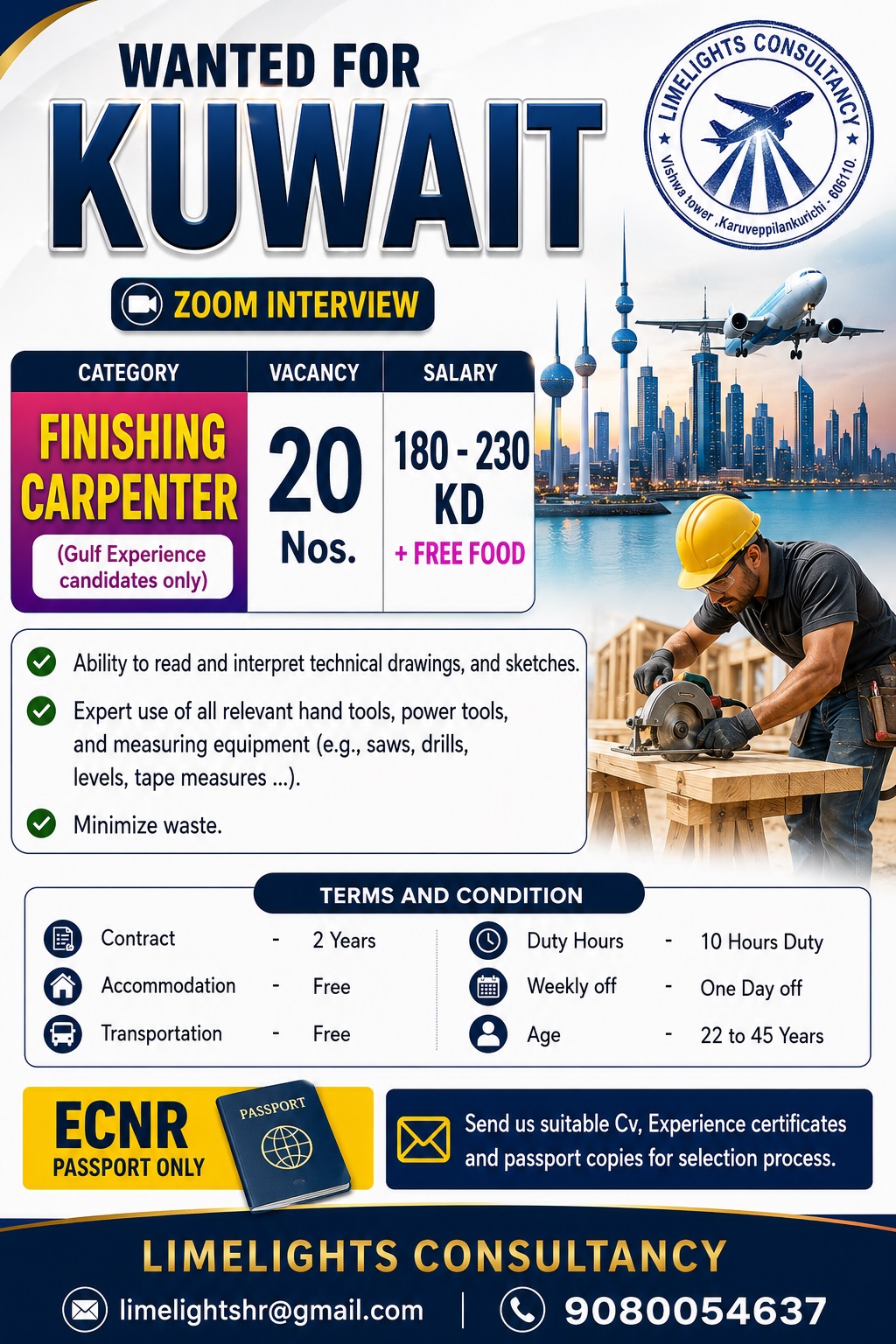 Finishing Carpenter — Limelights consultant, Kuwait