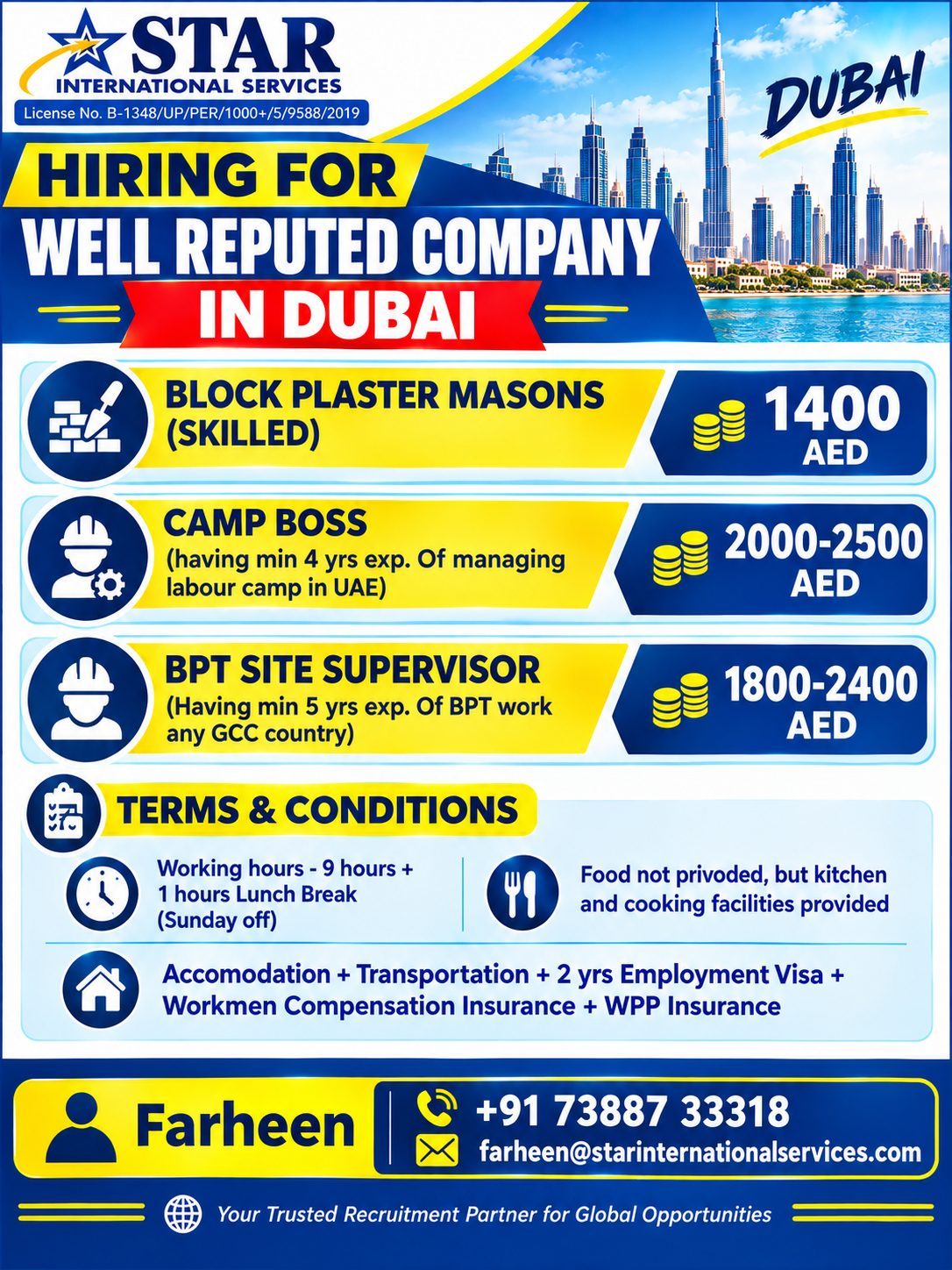 Hiring for Well Reputed Company in Dubai