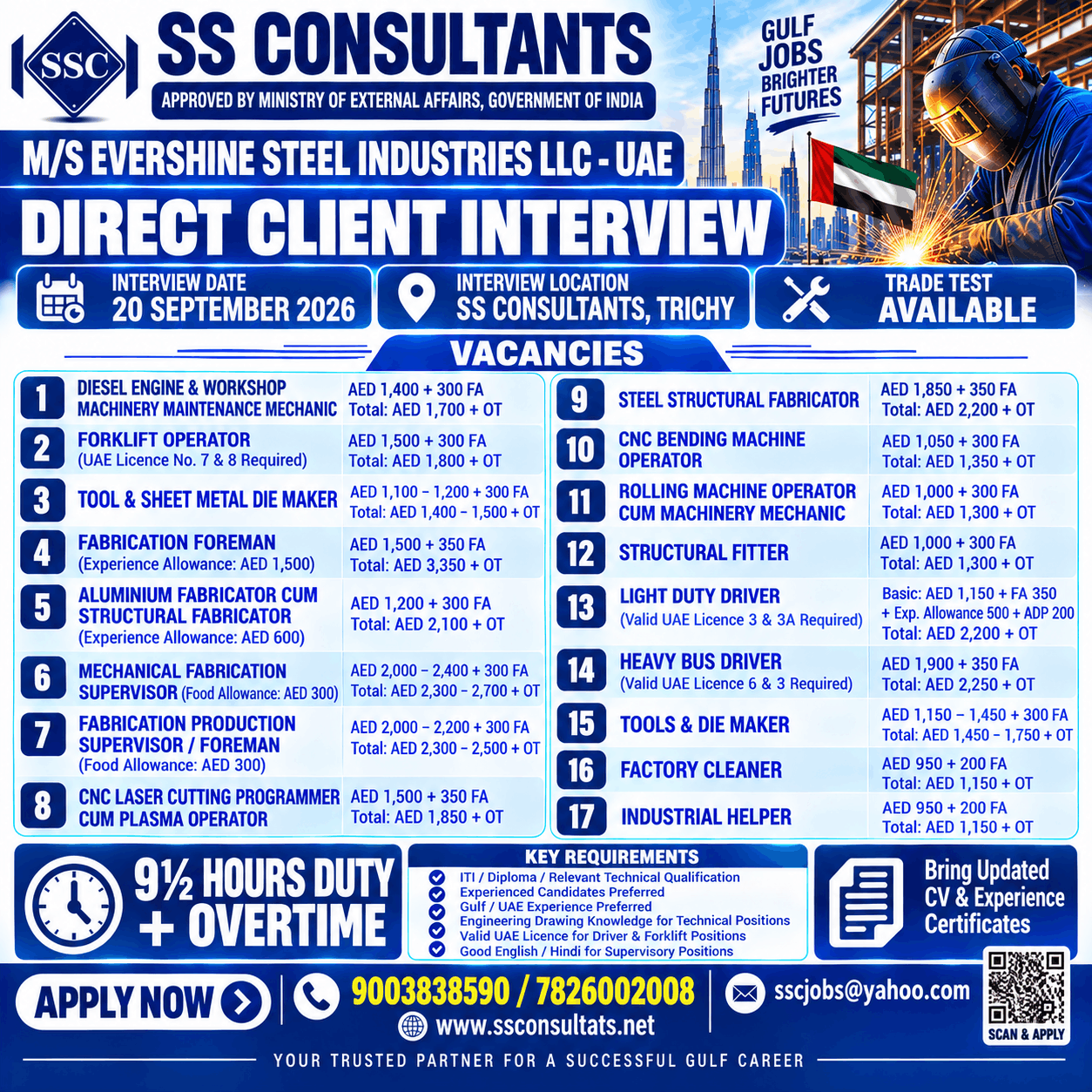 Multiple Positions - M/S Evershine Steel Industries LLC