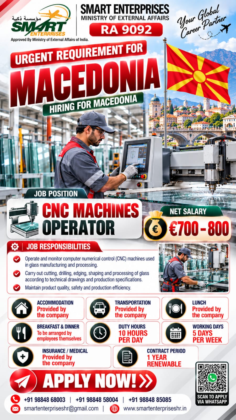 CNC MACHINES OPERATOR — smartenterpriseshr@gmail.com, MACEDONIA