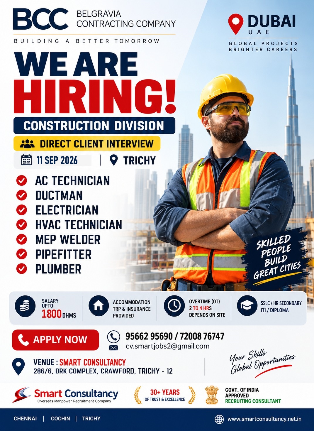Dubai Construction Opportunities | Direct Client Interview – Trichy | 11 September — SMART CONSULTANCY, UAE