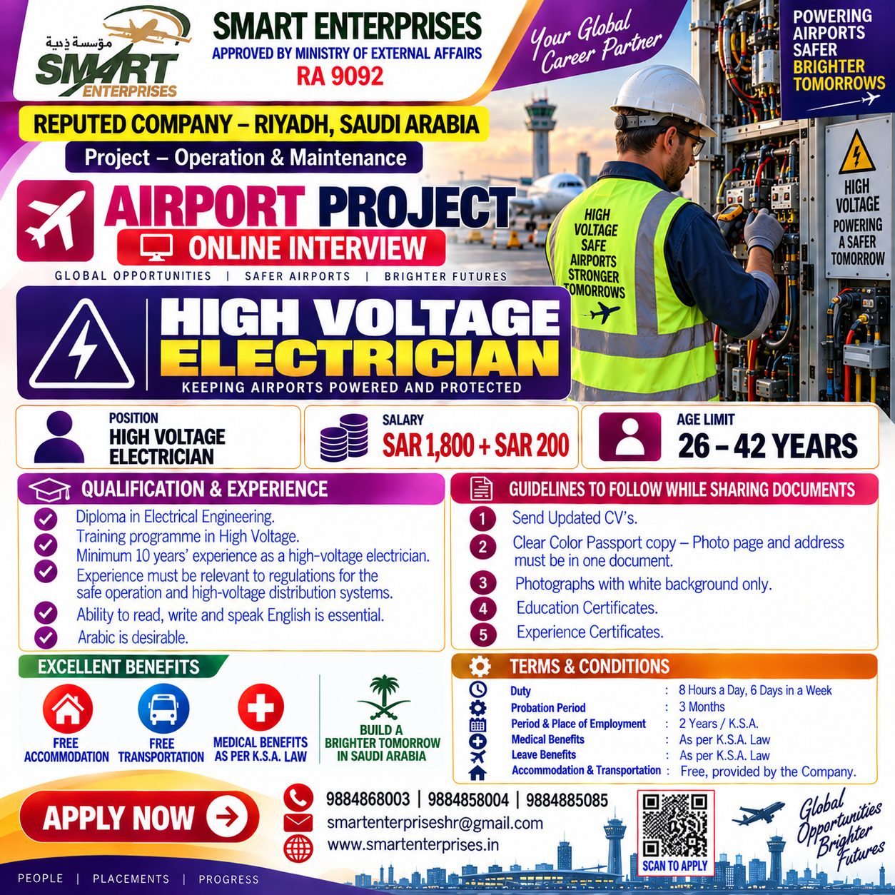 HIGH VOLTAGE ELECTRICIAN SAUDI ARABIA
