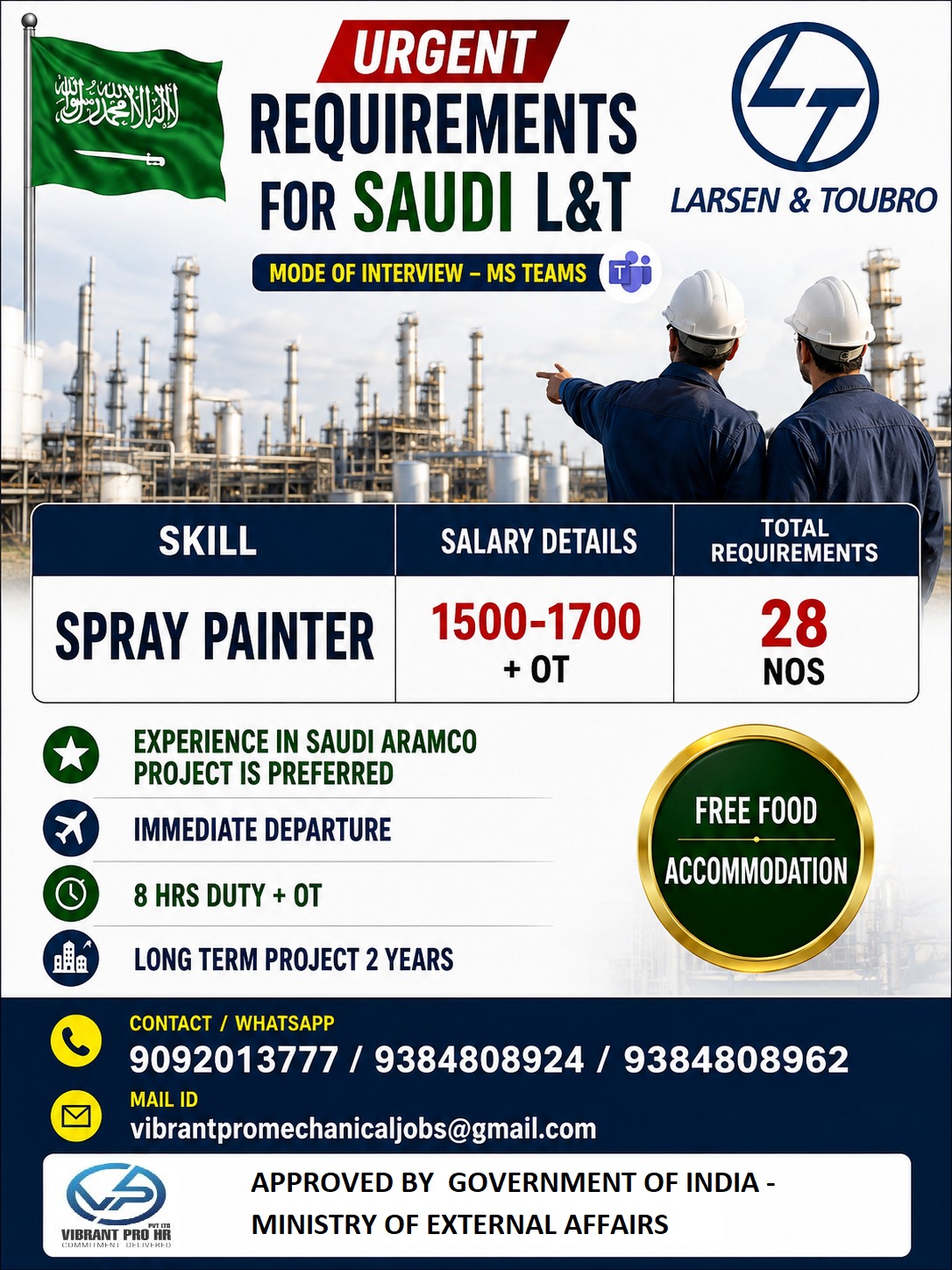 URGENT REQUIREMENT FOR SAUDI