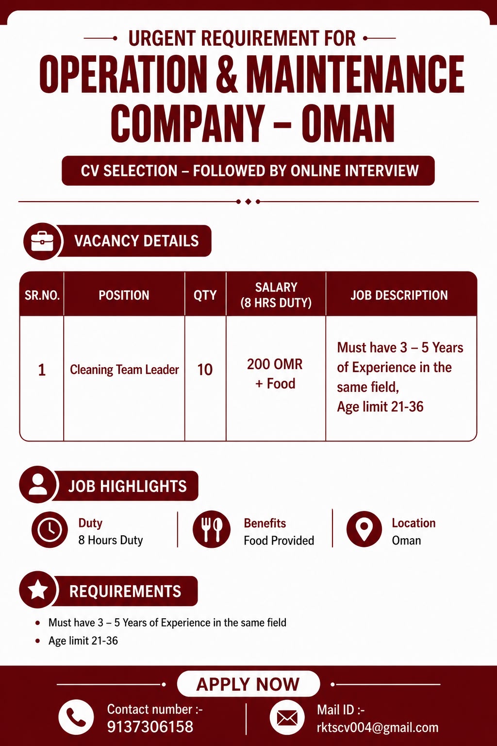 Operation & Maintenance Company - Oman