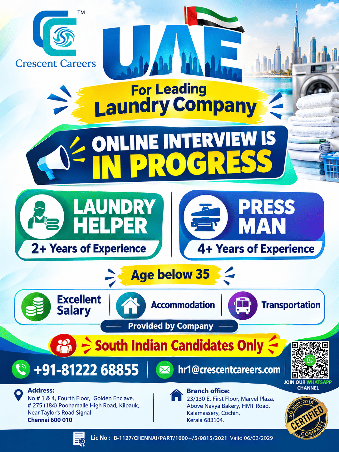 Laundry Helper & Press Man — Crescent Careers, United Arab Emirates, United Arab Emirates
