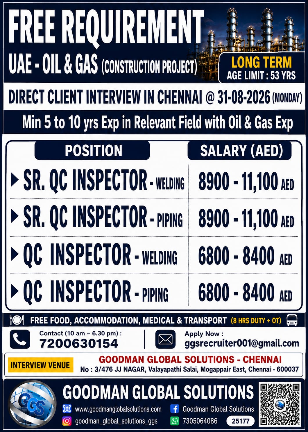 FREE REQUIREMENT - UAE - OIL & GAS - LONG TERM