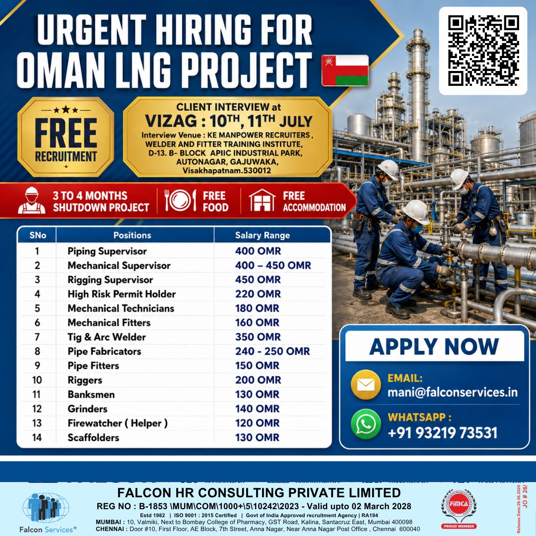 SHUTDOWN Urgent Hiring for Oman LNG Project