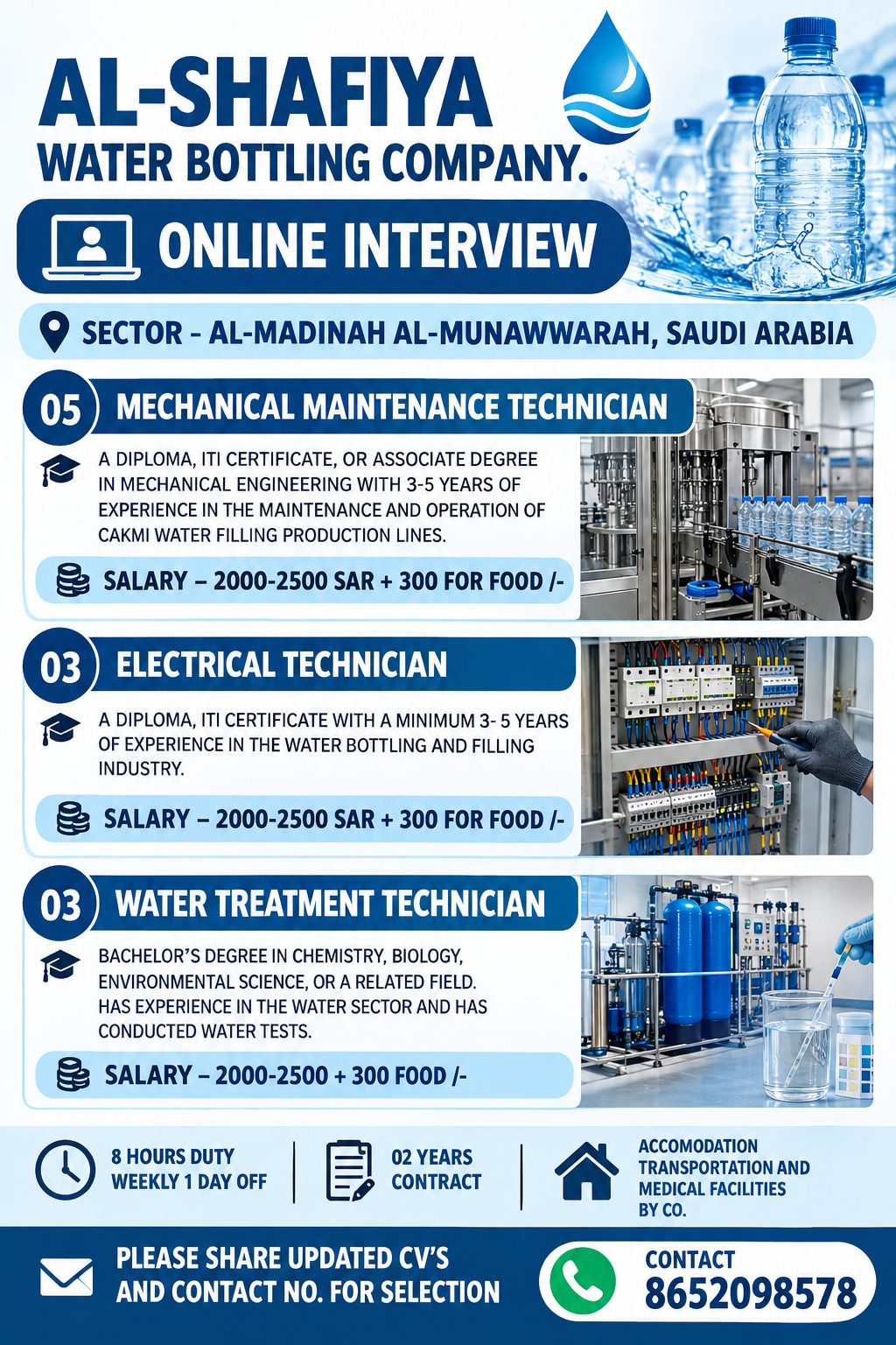 Al-Shafiya Water Bottling Company - Multiple Positions — Hire Glob.In, Saudi Arabia